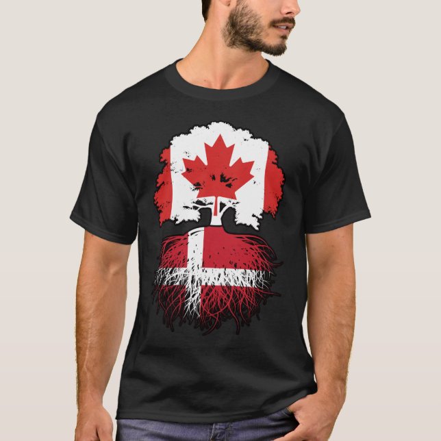 Dänemark Kanadische Tree-Roots-Flagge T-Shirt (Vorderseite)