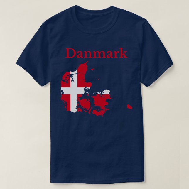 Dänemark Karte Flag T-Shirt (Design vorne)
