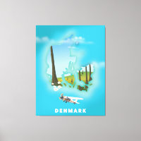 Dänemark kartografiert illustriertes Reiseplakat.