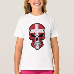 Dänemark lächelt Schädelflagge T-Shirt