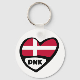 Dänemark Land Code Flag Herz Keyring, DNK Schlüsselanhänger