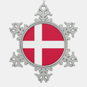 Dänemark-Landesflaggesymbol lang Schneeflocken Zinn-Ornament