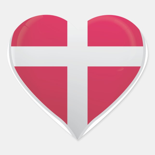 Dänemark Liebe Flaggenstempel Herz-Aufkleber (Vorderseite)