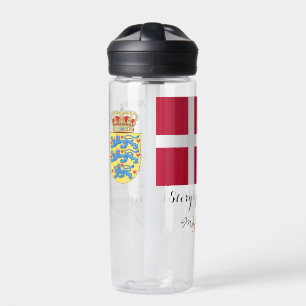 DÄNEMARK - mit Monogramm, Fun Text, dänische Flagg Trinkflasche