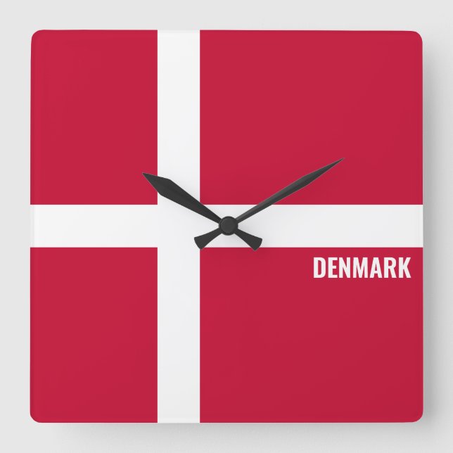 Dänemark National Flag Patriotic Quadratische Wanduhr (Vorderseite)