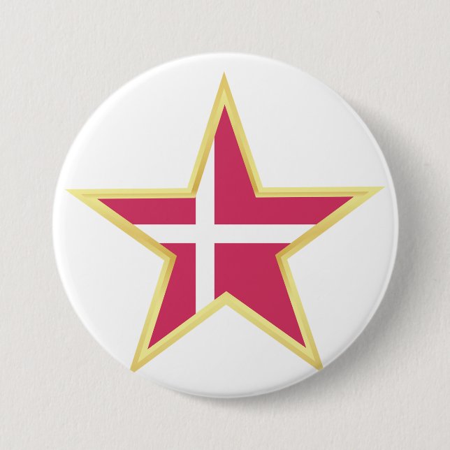 Dänemark Nationalflagge Sternform Button (Vorderseite)