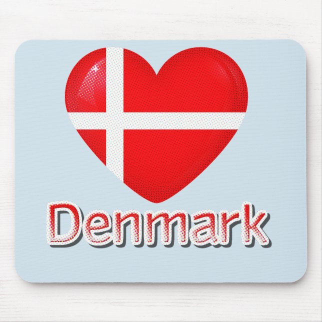 Dänemark Pop Art Heart Flag Mousepad (Vorne)
