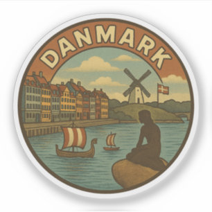 Dänemark Reise Vintage Aufkleber