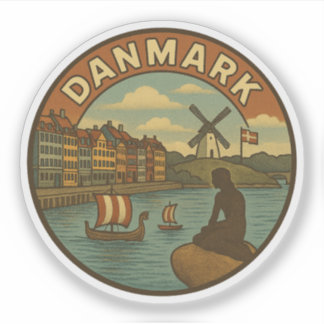 Dänemark Reise Vintage Aufkleber