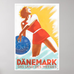 Dänemark-Reiseposter Dänische Kunst Land der Seen Poster