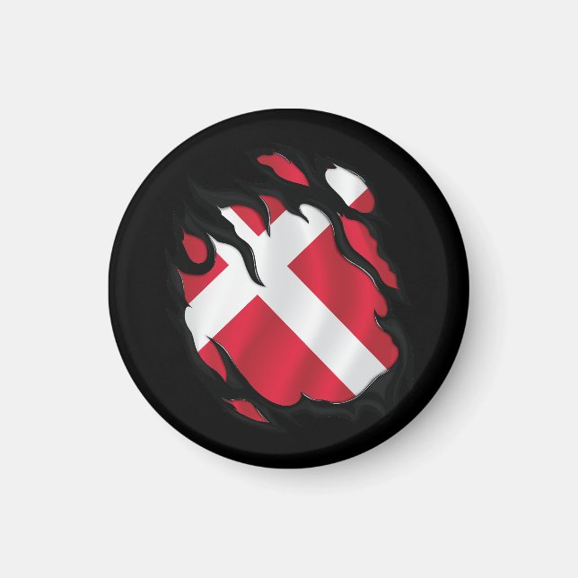 Dänemark Rippfahne Magnet (Vorne)