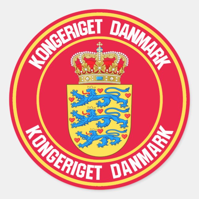 Dänemark Runde Emblem Runder Aufkleber (Vorderseite)
