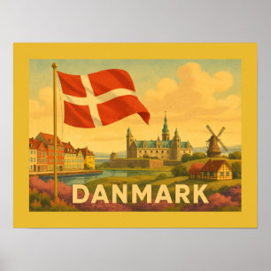 Dänemark-Schloss-Windmühle Poster