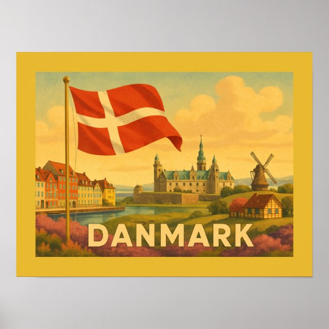 Dänemark-Schloss-Windmühle Poster (Vorne)