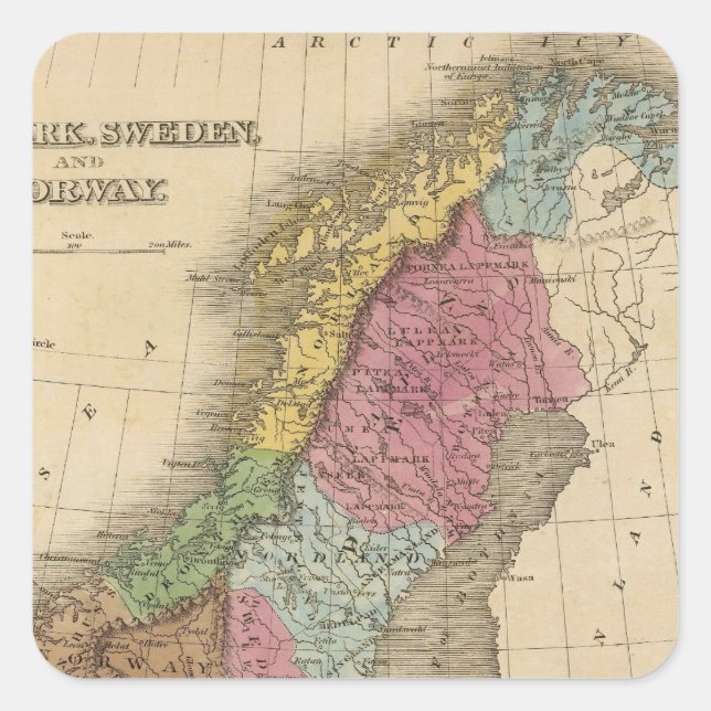 Dänemark, Schweden, Norwegen Quadratischer Aufkleber (Vorderseite)