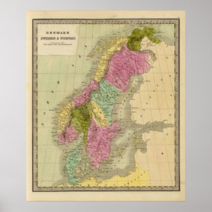 Dänemark, Schweden und Norwegen Poster