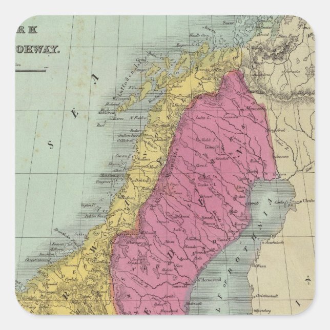 Dänemark Schweden und Norwegen Quadratischer Aufkleber (Vorderseite)
