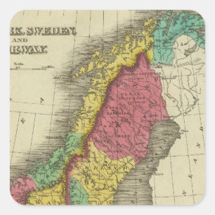 Dänemark, Schweden und Norwegen Quadratischer Aufkleber