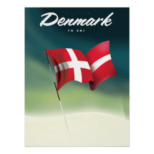 Dänemark "To ski" Reiseplakat Poster