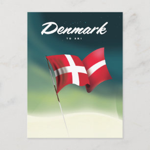 Dänemark "To ski" Reiseplakat Postkarte