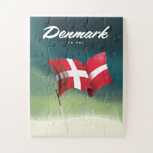 Dänemark "To ski" Reiseplakat Puzzle