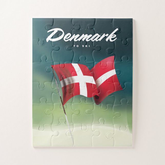 Dänemark "To ski" Reiseplakat Puzzle (Vertikal)