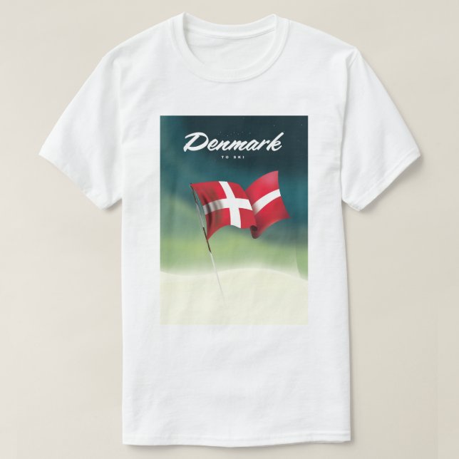 Dänemark "To ski" Reiseplakat T-Shirt (Design vorne)