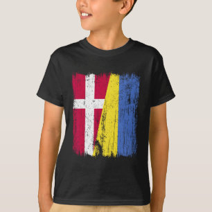 Dänemark Ukraine Halbflagge Dänisch Ukrainisches E T-Shirt