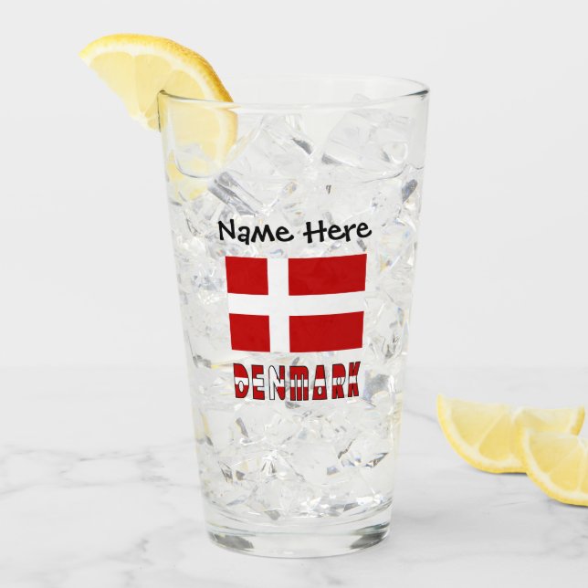 Dänemark und dänische Flagge Personalisiert Glas (Vorderseite Ice)