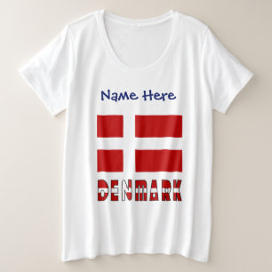 Dänemark und Dänische Flagge Personalisiert Große Größe T-Shirt
