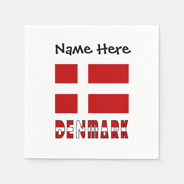 Dänemark und dänische Flagge Personalisiert Serviette (Vorderseite)