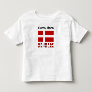 Dänemark und Dänische Flagge Personalisiertes Kind Kleinkind T-shirt