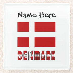 Dänemark und personalisierte dänische Flagge Glasuntersetzer