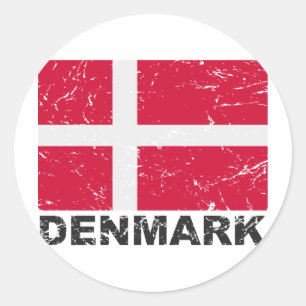 Dänemark Vintage Flagge Runder Aufkleber