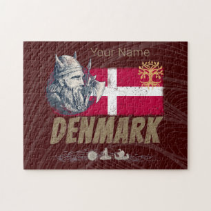 Dänemark Vintage-Flagge Wikinger und Schiff Souven Puzzle