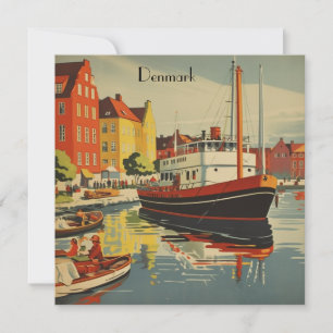 Dänemark Vintage-Reiseposter individuell anpassbar Feiertagskarte
