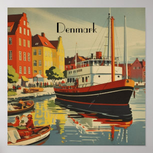 Dänemark Vintage-Reiseposter individuell anpassbar Poster
