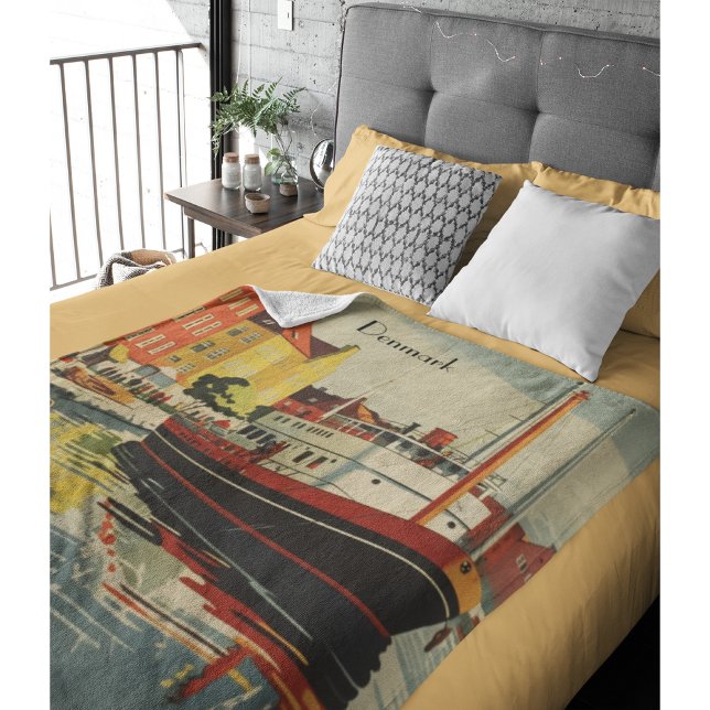 Dänemark Vintage Travel Poster kundenspezifisch Fleecedecke (Von Creator hochgeladen)