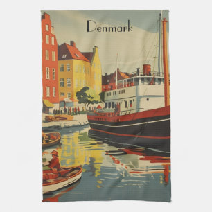 Dänemark Vintage Travel Poster kundenspezifisch Geschirrtuch