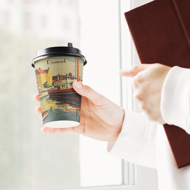 Dänemark Vintage Travel Poster kundenspezifisch Pappbecher (Von Creator hochgeladen)