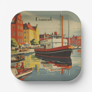 Dänemark Vintage Travel Poster kundenspezifisch Pappteller