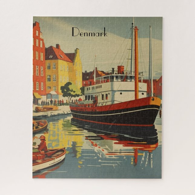 Dänemark Vintage Travel Poster kundenspezifisch Puzzle (Vertikal)