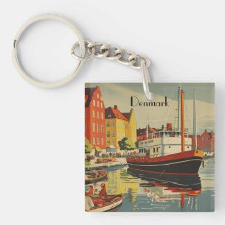 Dänemark Vintage Travel Poster kundenspezifisch Schlüsselanhänger