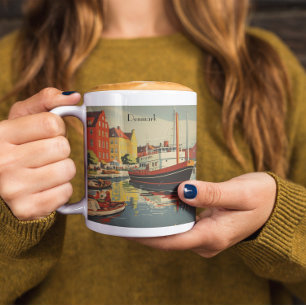 Dänemark Vintage Travel Poster kundenspezifisch Zweifarbige Tasse