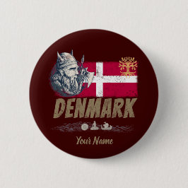Dänemark - Vintages Flaggenvieren und Souvenir für Button