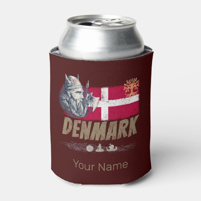 Dänemark - Vintages Flaggenvieren und Souvenir für Dosenkühler (Kanne Vorderseite)