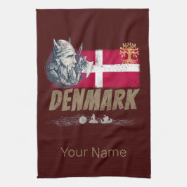 Dänemark - Vintages Flaggenvieren und Souvenir für Geschirrtuch