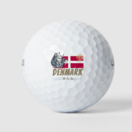 Dänemark - Vintages Flaggenvieren und Souvenir für Golfball