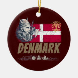 Dänemark - Vintages Flaggenvieren und Souvenir für Keramik Ornament