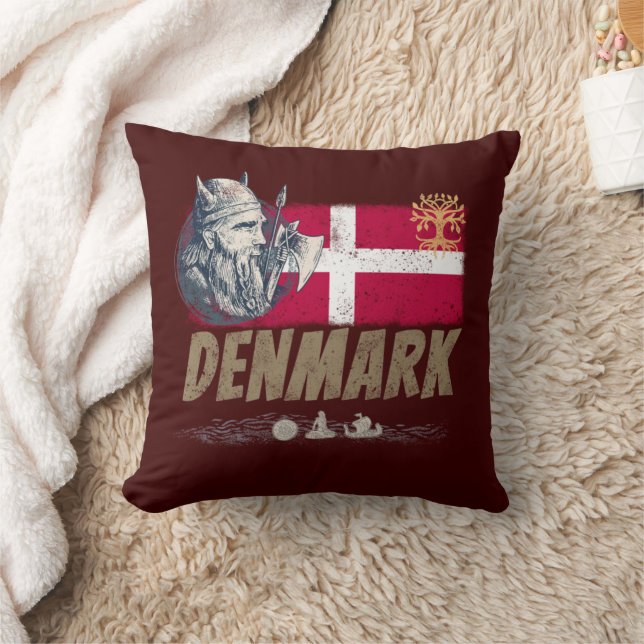 Dänemark - Vintages Flaggenvieren und Souvenir für Kissen (Decke)